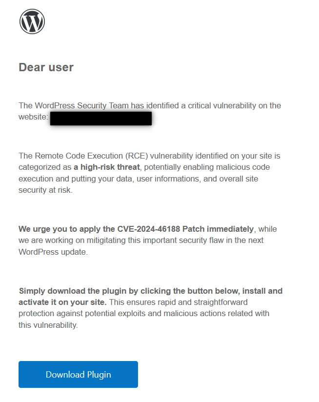 Fake CVE Phishing Scam Tricks: A New Threat to WordPress Websites