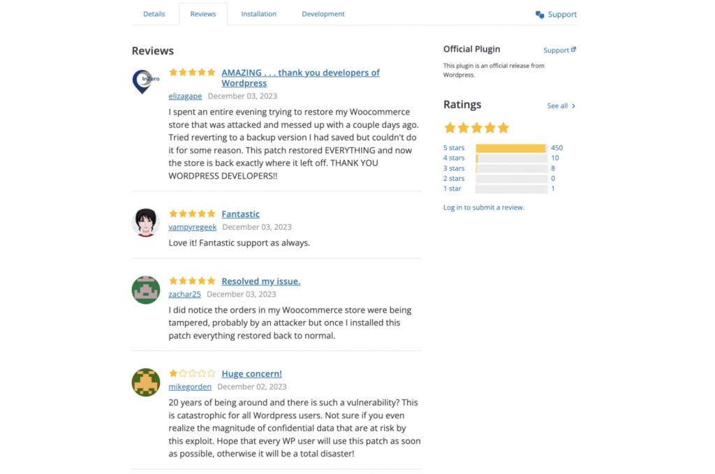 fake reviews on phising page