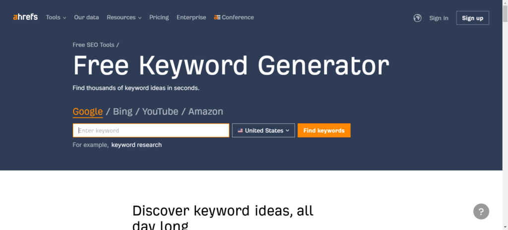 Ahrefs Keyword-Generator-Tool