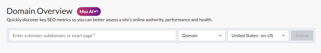 Moz Domain Overview