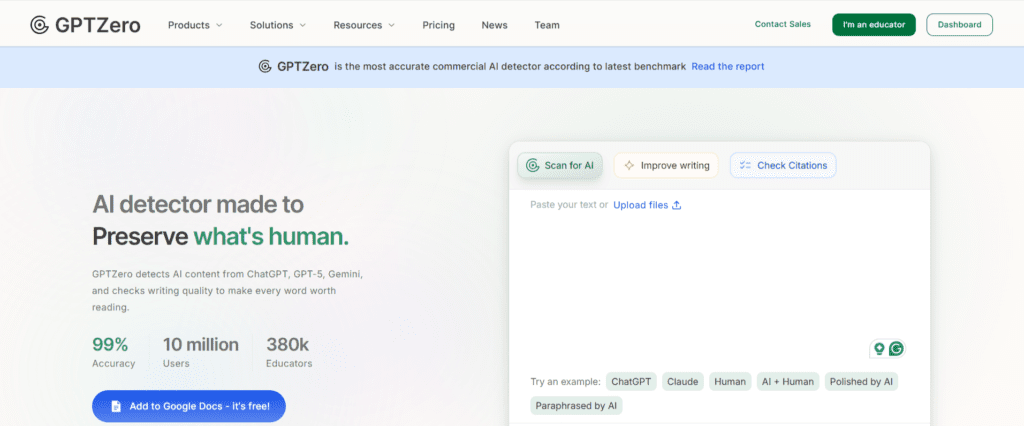 GPTZero AI Content Detector
