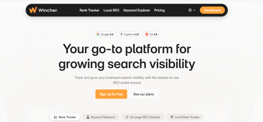 wincher free keyword rank tracker