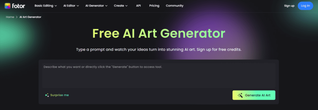 Fotor free AI Art Generator