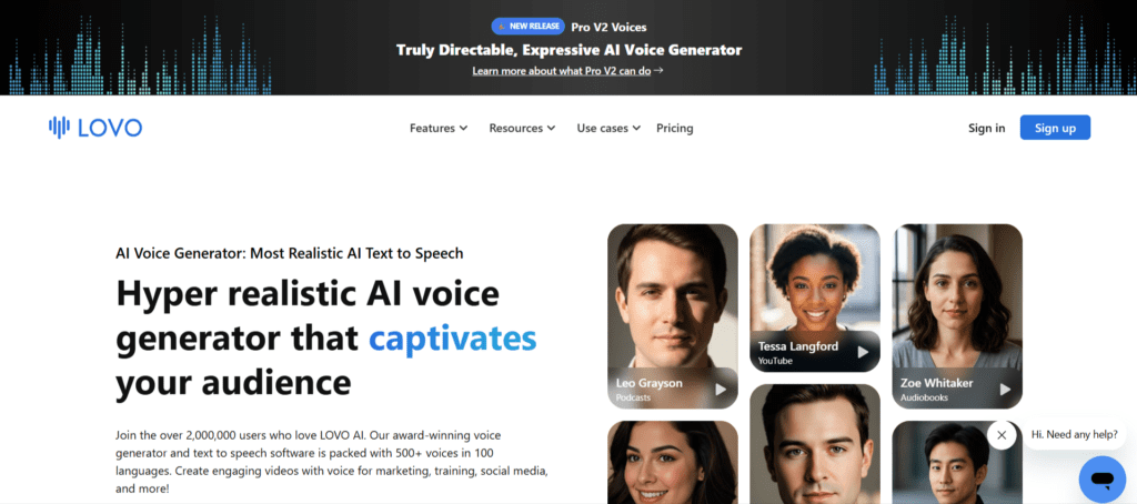 LOVO AI voice generator