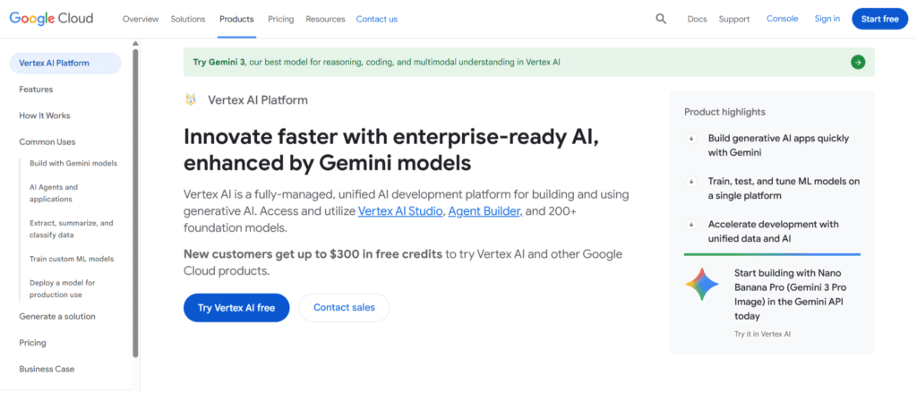 Vertex AI development platform