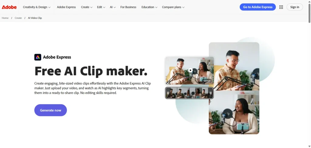 Adobe Express AI Clip maker
