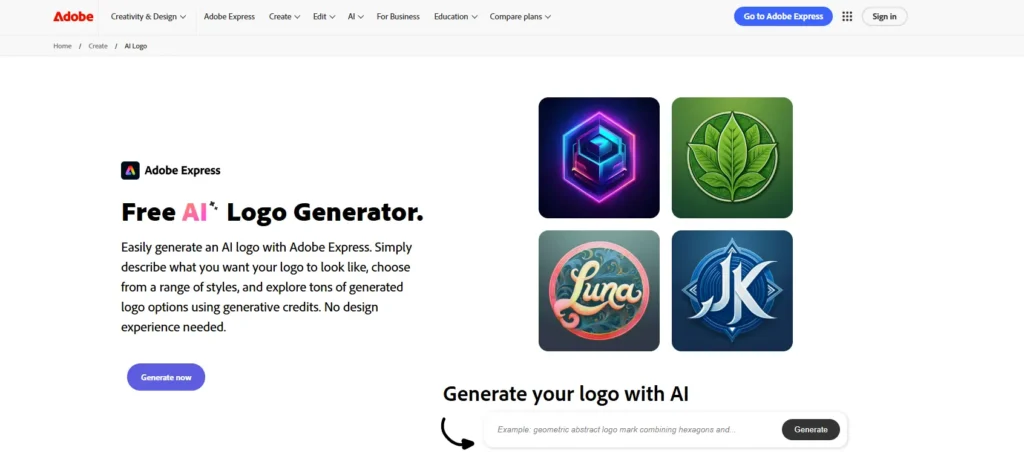 Adobe Express AI Logo Maker