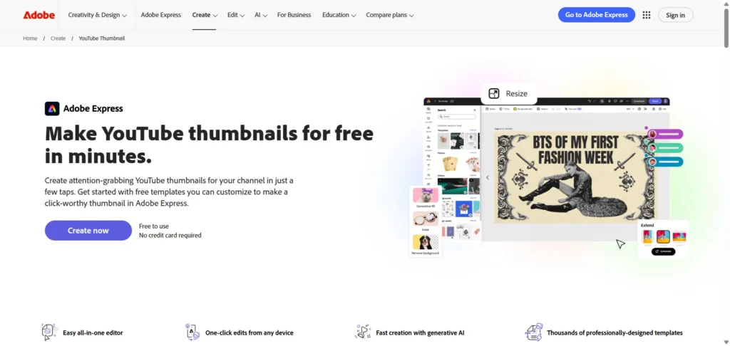 Adobe Express YouTube Thumbnail Maker