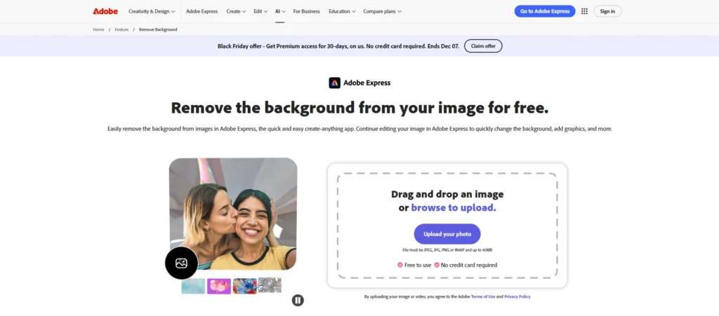 Adobe Express bg remover