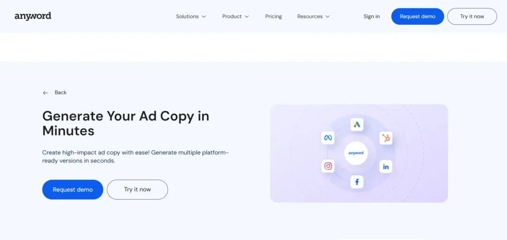 Anyword Ad Copy generator