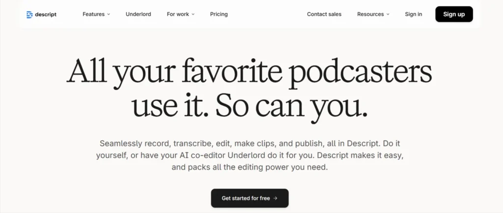 Descript ai podcast tool
