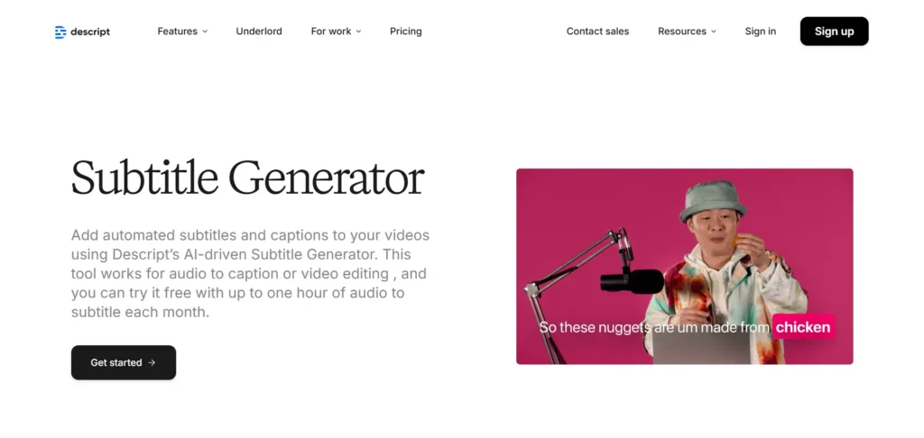Descript subtitle generator