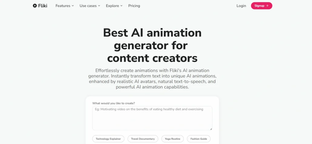 Fliki AI animation generator