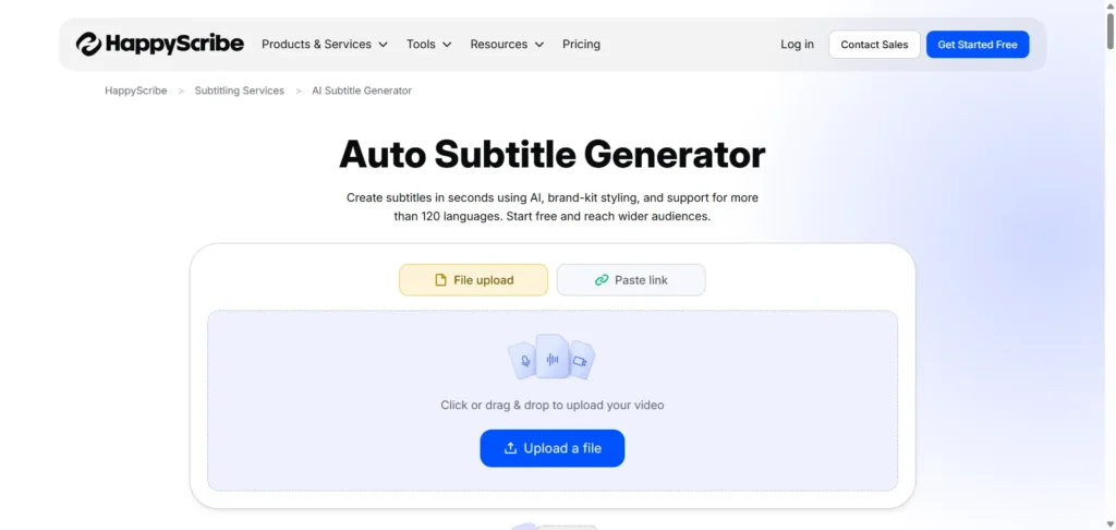 Happy Scribe auto subtitle generator