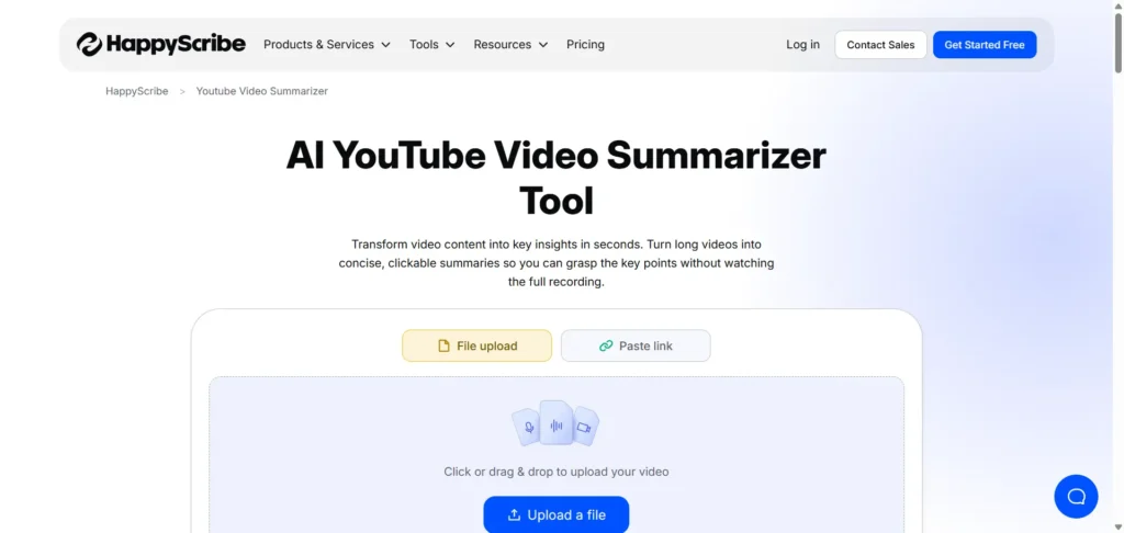 HappyScribe Video Summarizer