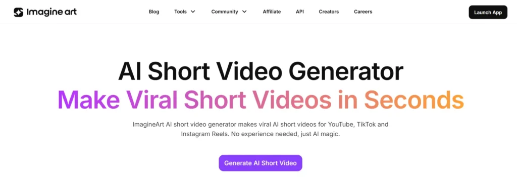 ImagineArt AI short video generator