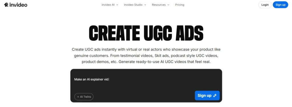 InVideo AI ugc ads creator