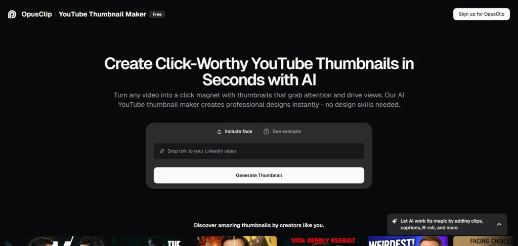 Opus Clip AI YouTube Thumbnail Maker