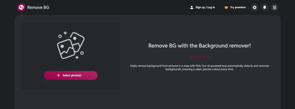 Pixlr AI-powered tool for bg