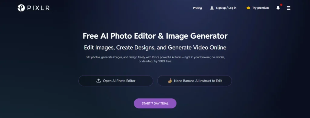 Pixlr ai photo editing tool