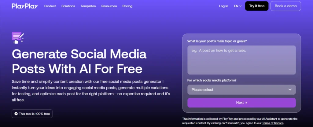 PlayPlay Social Media Post Generator