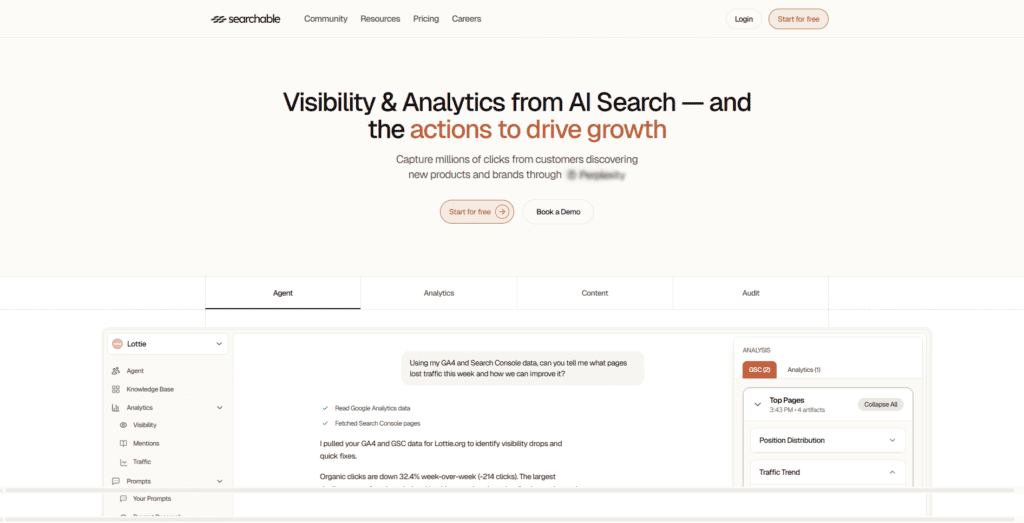 Searchable ai visibility tracker
