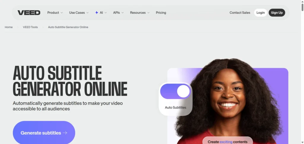VEED auto subtitle generator