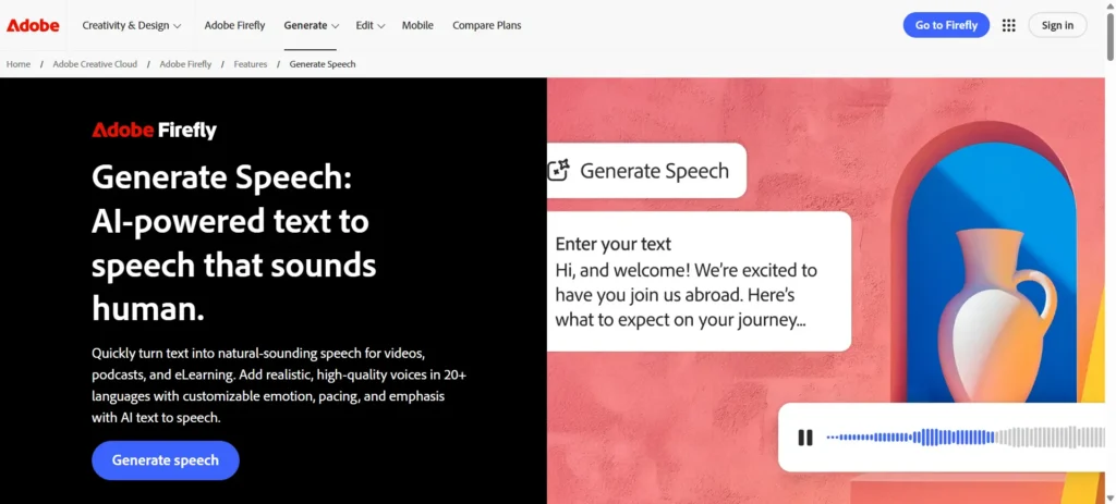 Adobe AI text to speech