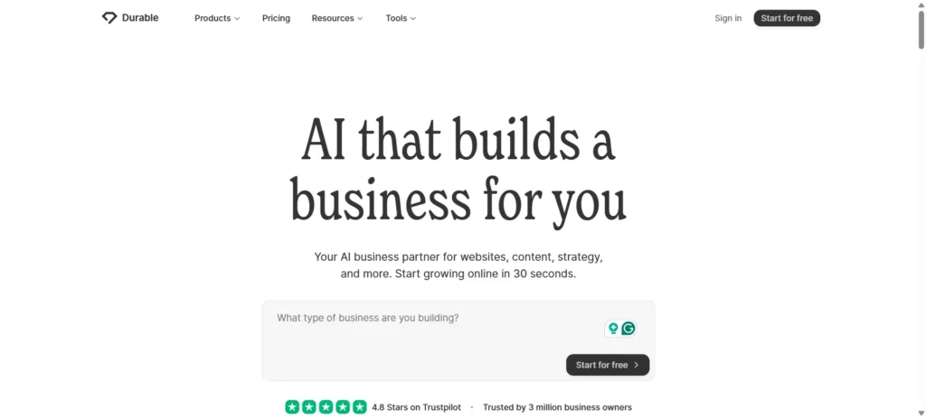Durable AI Website Builder