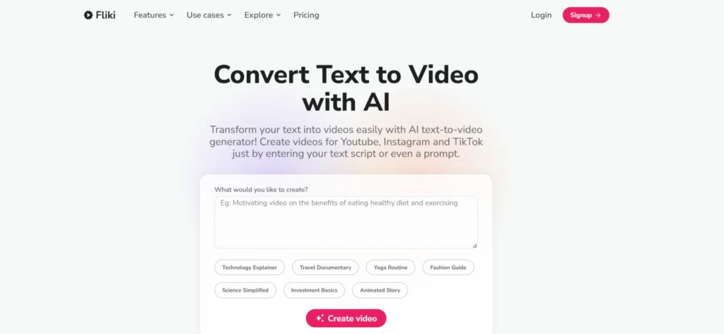 Fliki text to video AI