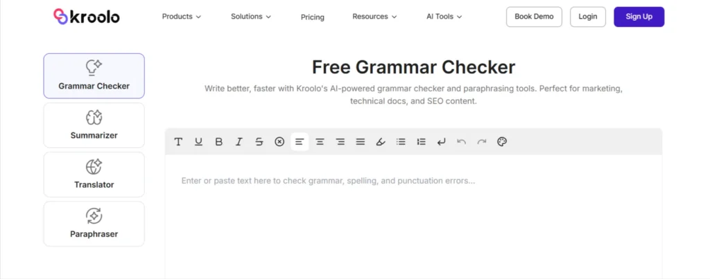 Kroolo AI-powered grammar checker