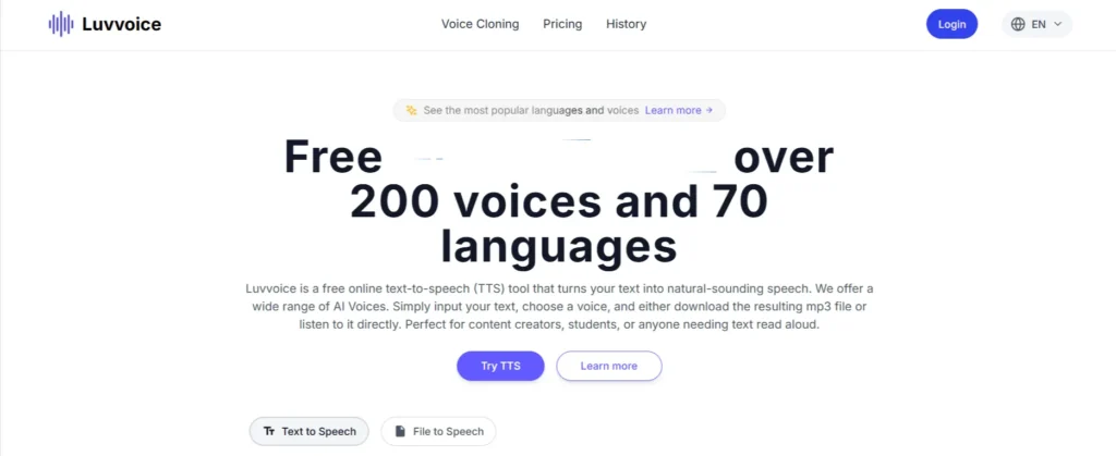 LuvVoice Free TTS tool