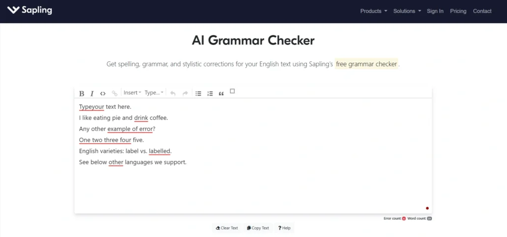 Sapling free grammar checker