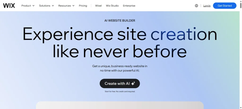 Wix Free AI website builder