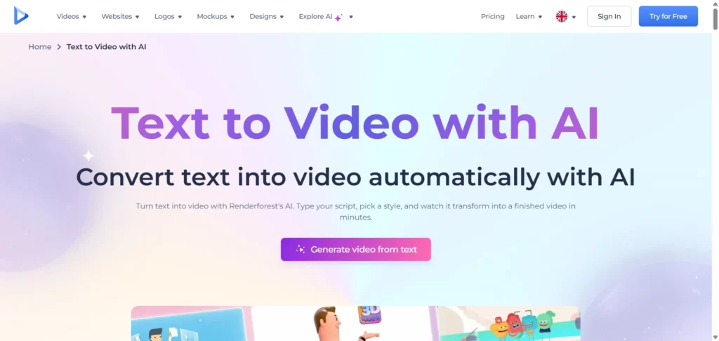 renderforest Text to Video with AI