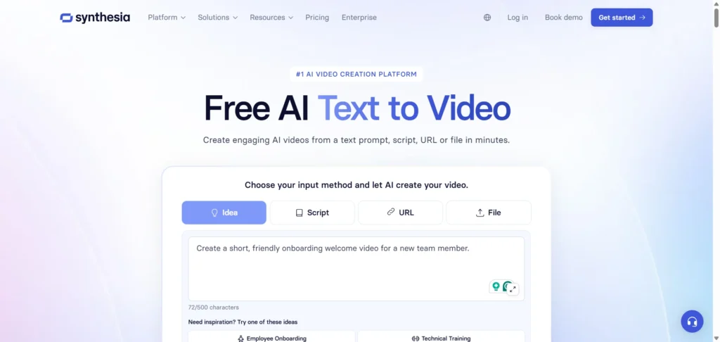 synthesia Free Text to Video AI