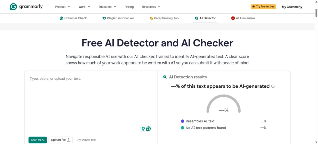 Grammarly free AI detector