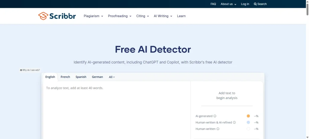 Scribb free AI detector
