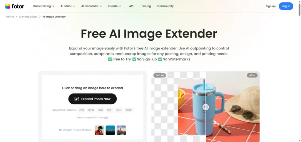 Fotor free AI image extender