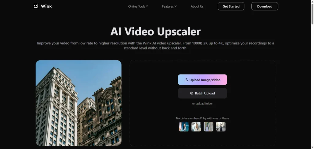 Wink AI video upscaler