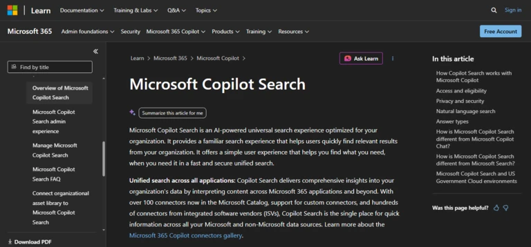 Microsoft 365 Copilot Search